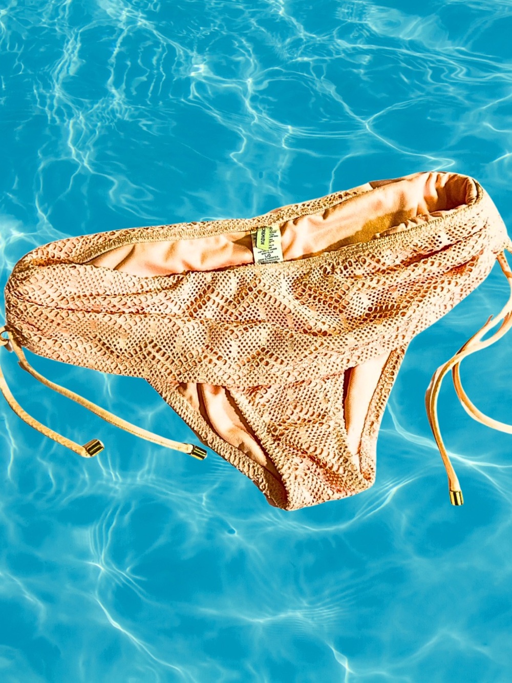 CREMIUX BIKINI BOTTOMS Bathing Suit Swimsuit Peach Crochet Women’s Size Large